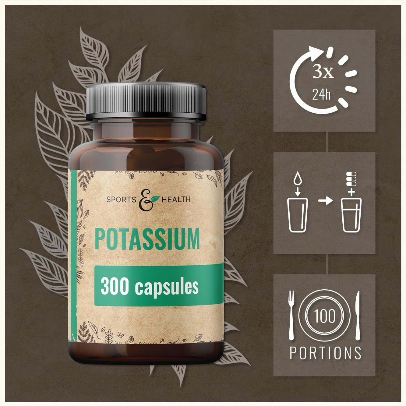Gélules de Potassium Citrate – 300 Gélules – Végan – 682,2 mg par Portion Quotidienne – Citrate de Potassium complément alimentaire