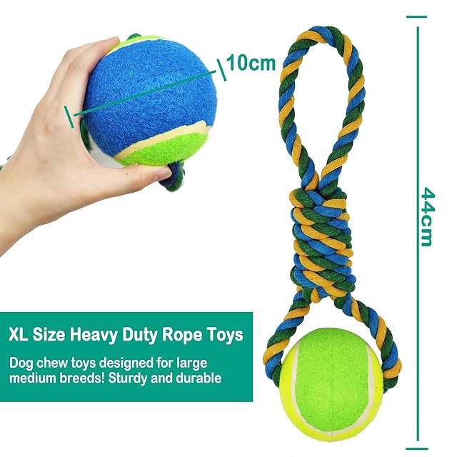 Foto 4 de 5 de BPS Nudo Tirador Algodón Juguete Cuerda con Pelota para Perros Tamaño Grande de Algodón para Salud Mental…
