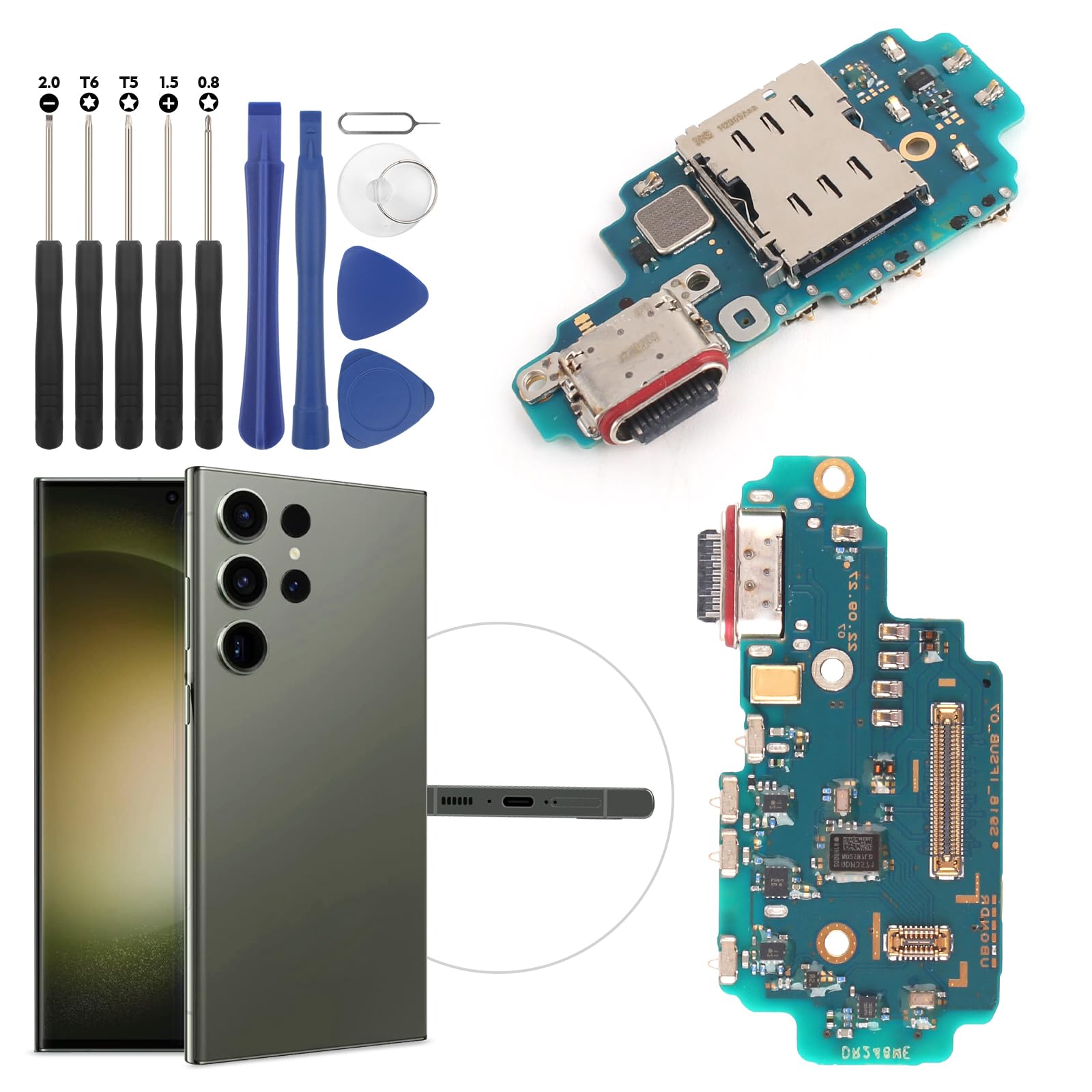 RongZy Dock Connector für Samsung Galaxy S23 Ultra 5G S918B Ladebuchse mit Flex Kabel kompatibel mit Samsung Galaxy S23 Ultra 5G S918B USB Typ C Ladeport Ersatz
