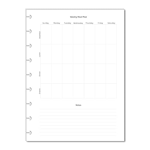 Weekly Dinner Planner Inserts for 9-Disc Classic Happy Planner, Classic Happy Planner Meal Planner, Pre-punched Happy Planner Inserts, Grocery List