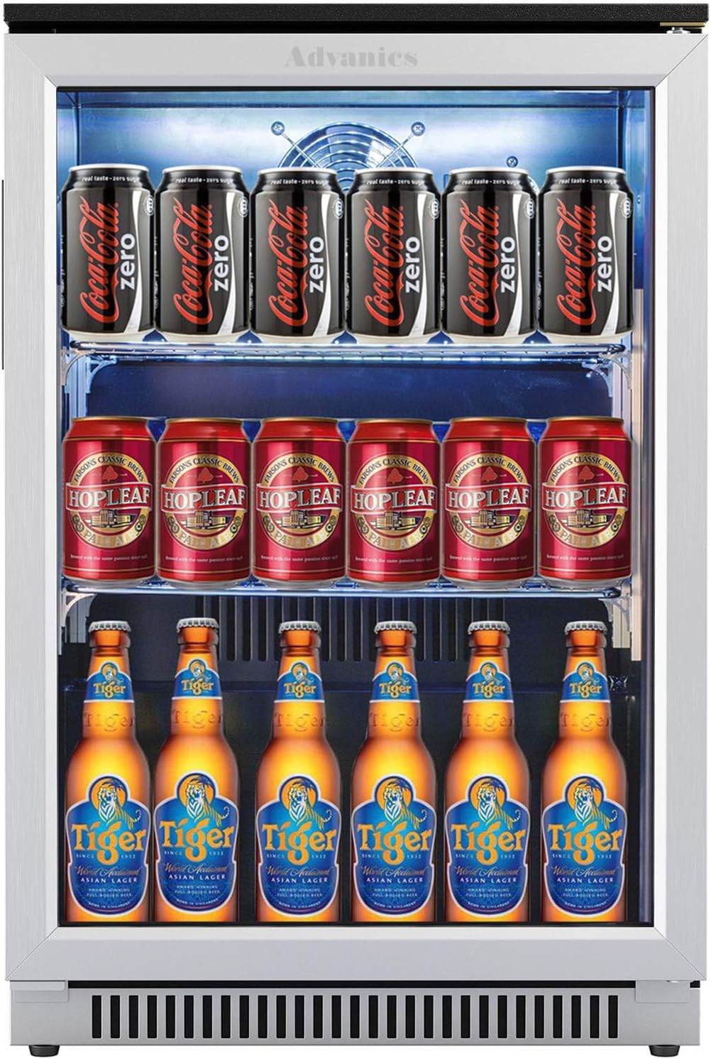 20IN Beverage Refrigerator with Glass Door-120 Can Built in Under Counter Fridge & Freestanding,Ideal for Soda,Beer Drink Cooler