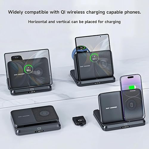 Miniatura 2 de MOSHOU Estación de carga inalámbrica para Samsung Galaxy Z Fold 5, cargador magnético 3 en 1 compatible con Galaxy Z Fold 543, Flip 543, S232221,