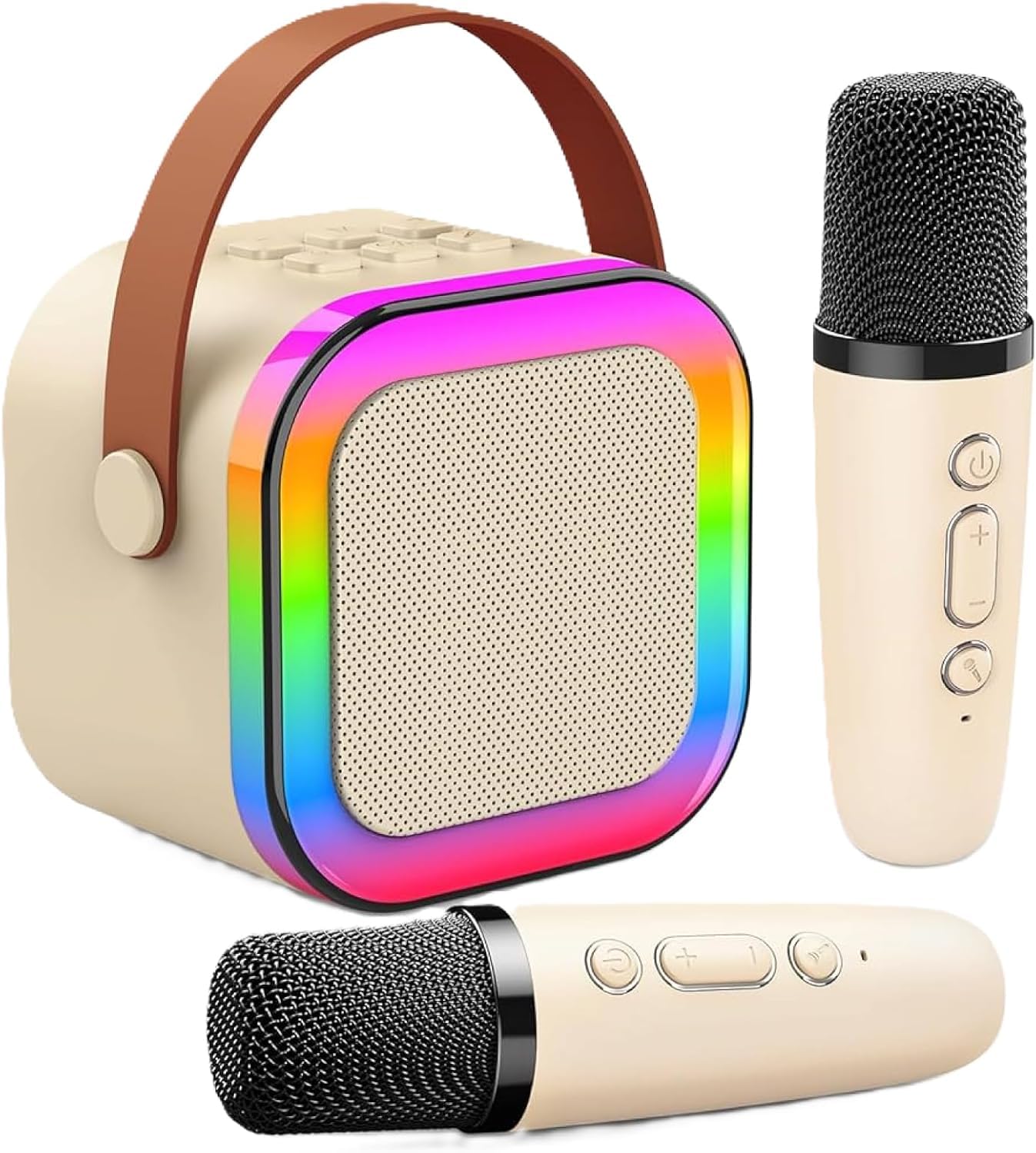 Karaoke con 2 microfoni senza fili. Karaoke portatile con altoparlante Bluetooth, luci LED e batteria ricaricabile. Giocattolo e regalo per bambini e adulti. Mini karaoke per bambini