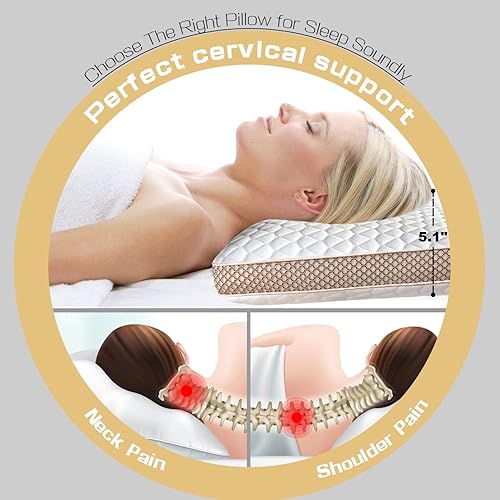 Miniatura 2 de Juego de 2 almohadas de espuma viscoelástica tamaño estándarqueen, tamaño mediano, firme, paquete de 2 para dormir, almohadas ortopédicas para todos