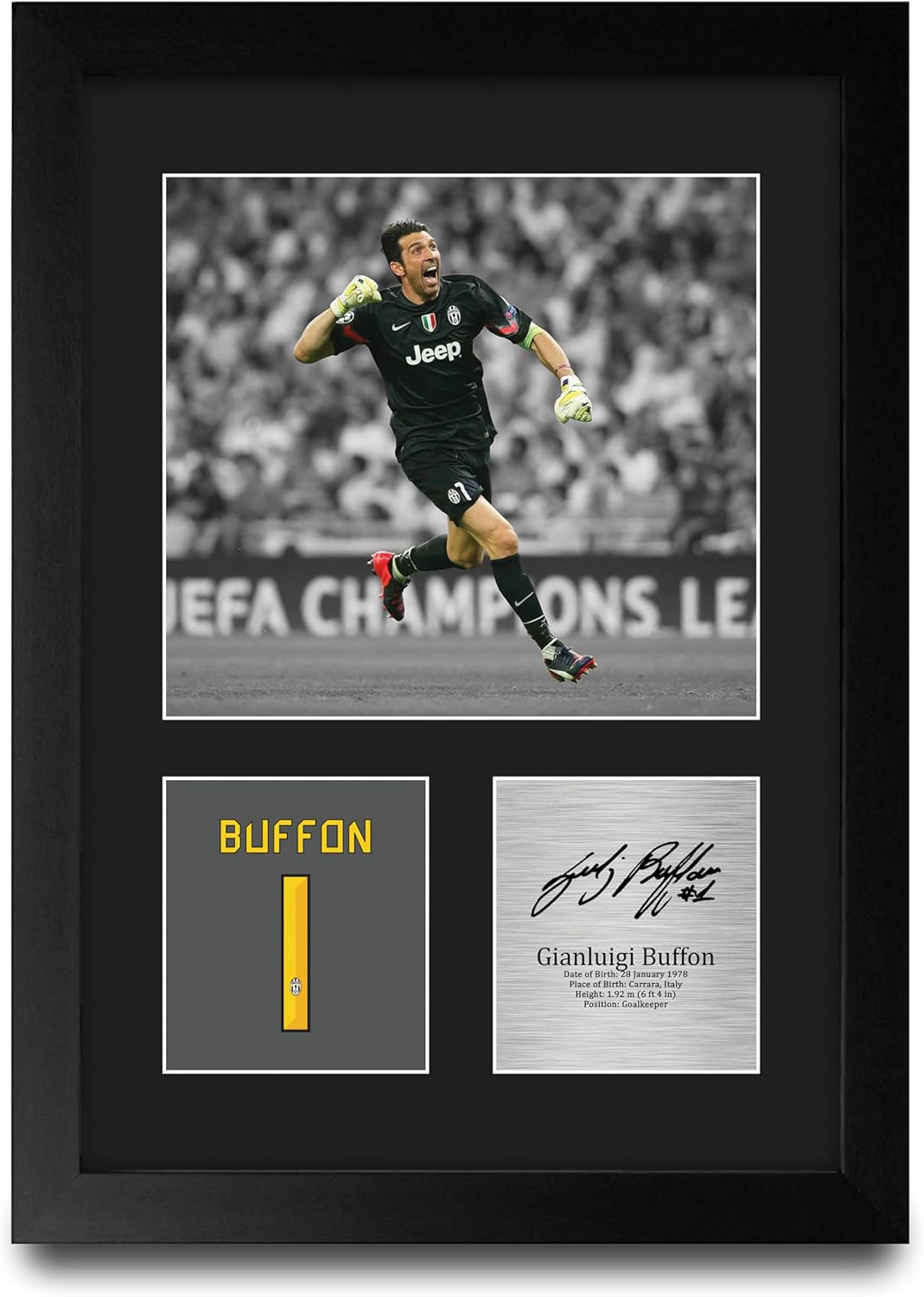 Maillot Juventus Buffon dédicacé match porté issue maillot