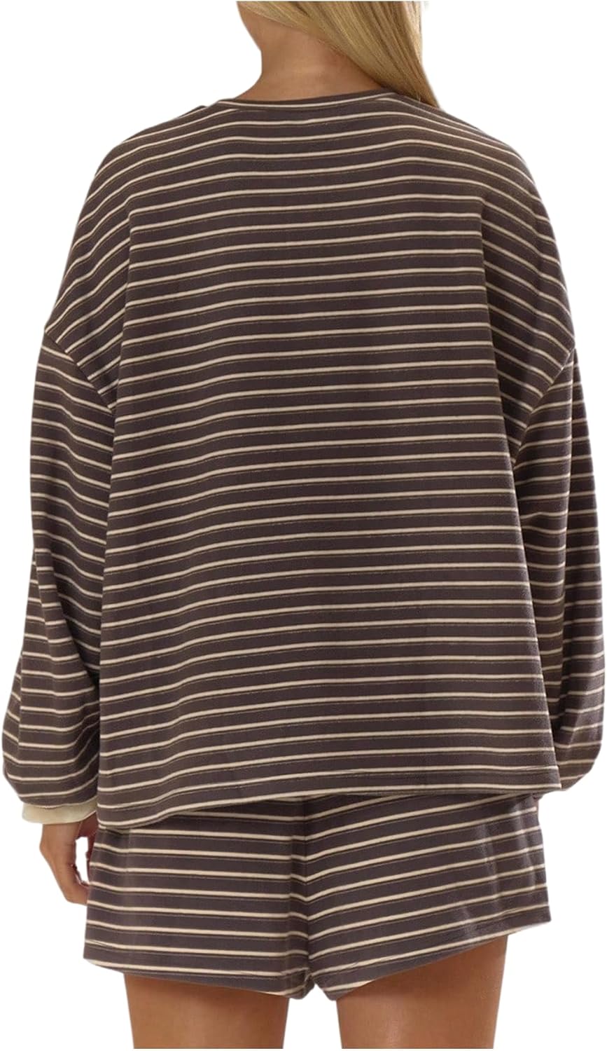 SOLY HUX Women's Striped T Shirt Long Sleeve Crew Neck Oversized Tee Preppy Y2k Tops Fall Clothes - Image 2