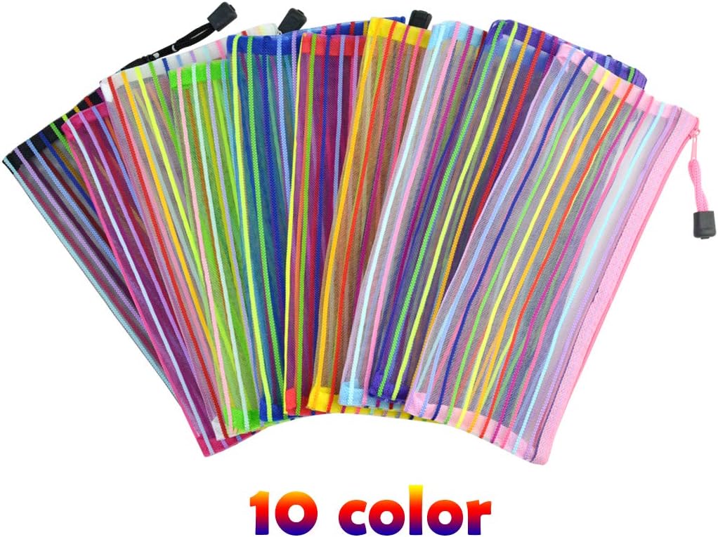 Tayfremn 30pcs Mesh Zipper Pouch Set, 10 Color, B6 Net Zipper Pouch image 4