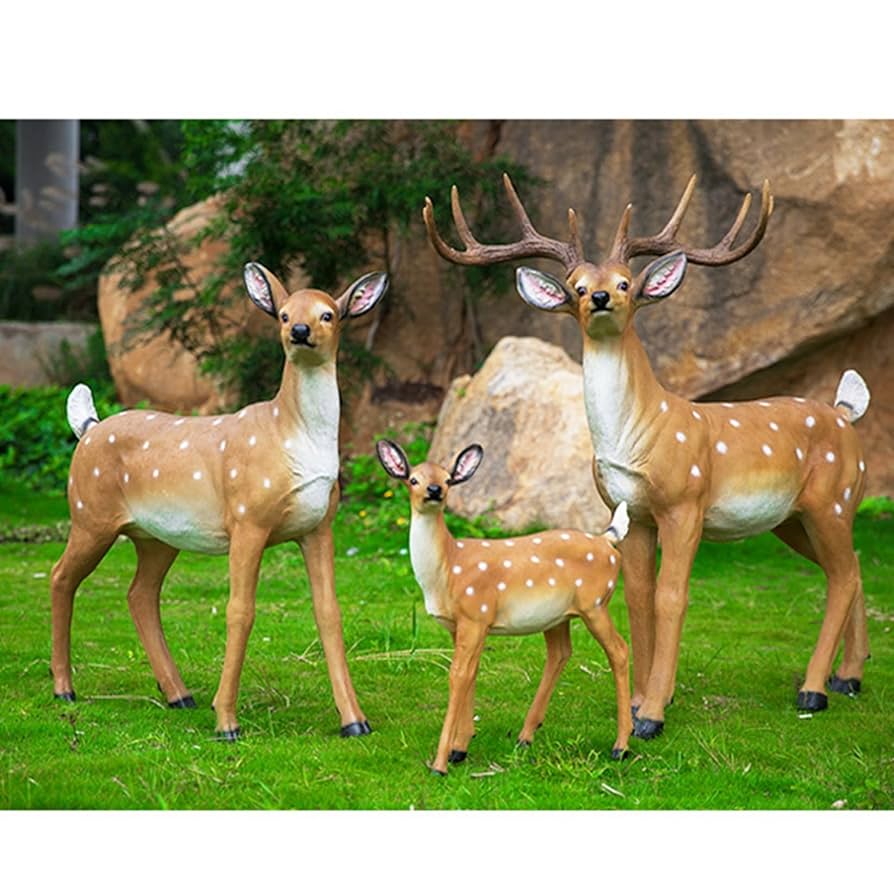 鹿2体　庭置物　オブジェ　ガーデン ✨お庭を豪華に✨ガーデンオーナメント シカ