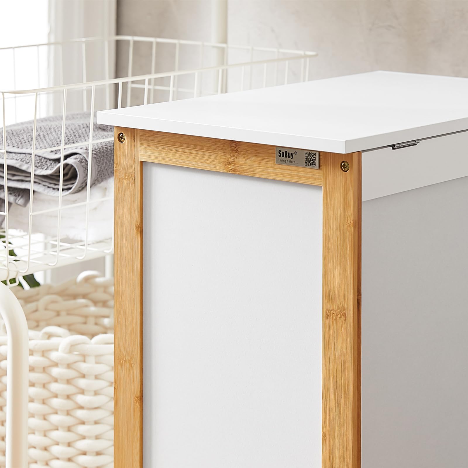 SoBuy Cesto para la Colada,Canasto para la Ropa Sucia,Amario para Baño,FSS66-WN,ES