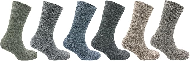 Sock Stack 6 Pairs Of Men's Non Elastic Wool Socks Thick Chunky Work Boot Sock UK Size 6-11