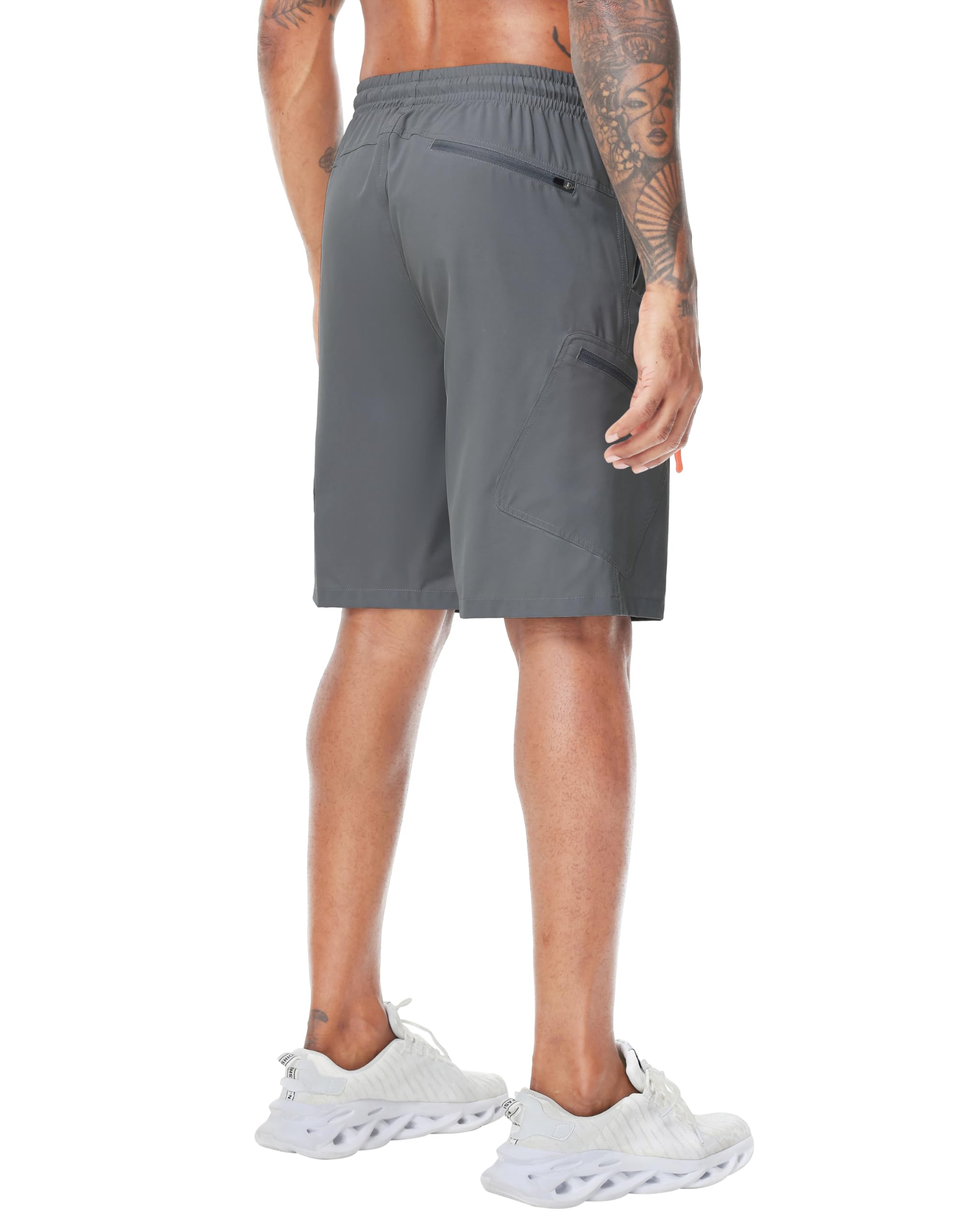 LAZYDAY Pantalones cortos de senderismo para hombre con bolsillos con cremallera, cintura elástica, secado rápido para exteriores, viajes, verano, pesca