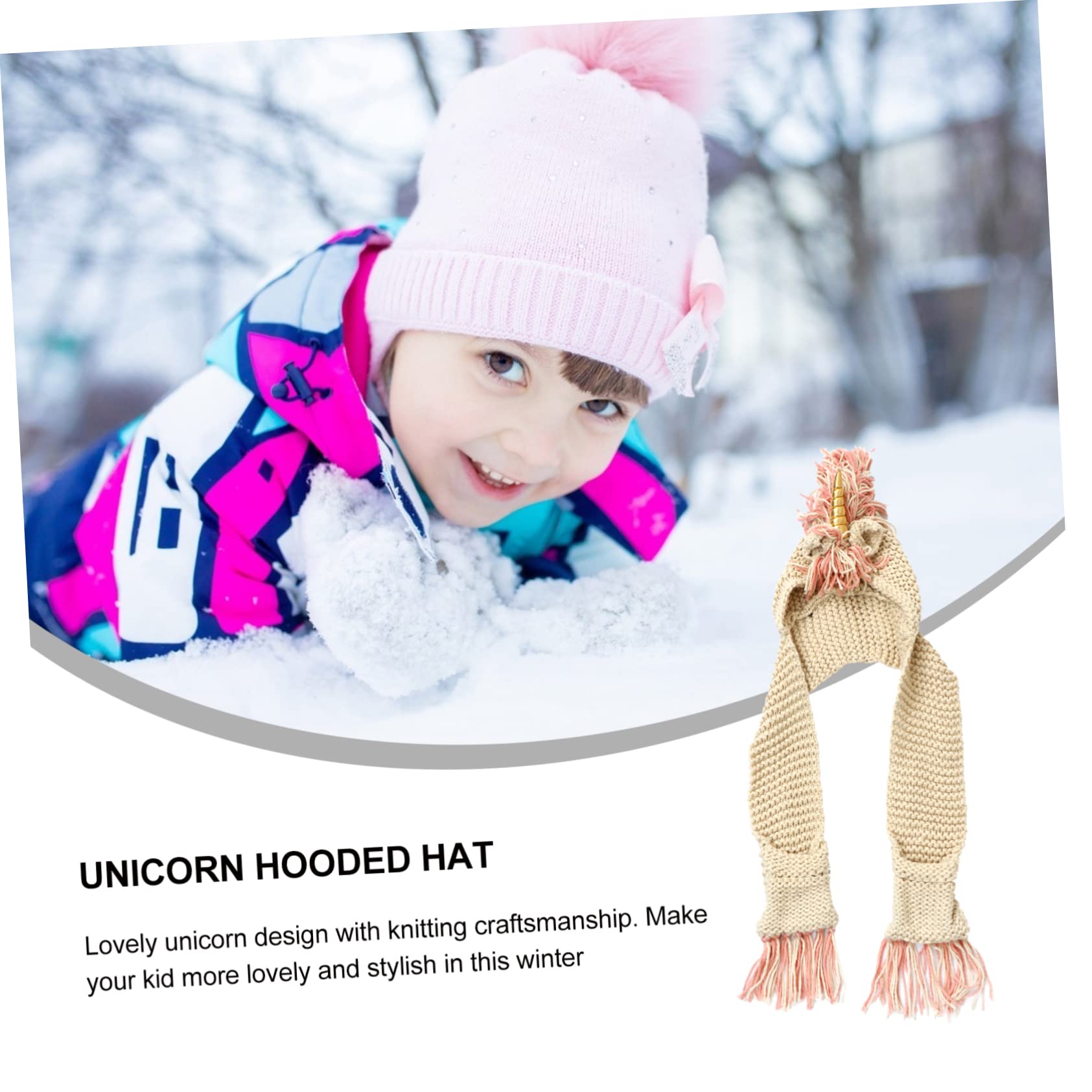Homoyoyo Sombrero De Unicornio De Crochet para Niña Bolsillo para Bufanda Gorro De Invierno De Unicornio Gorro De Punto Hecho Mano Capucha