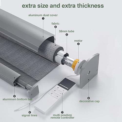 Miniatura 3 de ZSHINE Persianas motorizadas de cebra compatibles con Alexa de ancho (23 a 95 pulgadas), persianas de doble capa inalámbricas, horizontal, tamaño