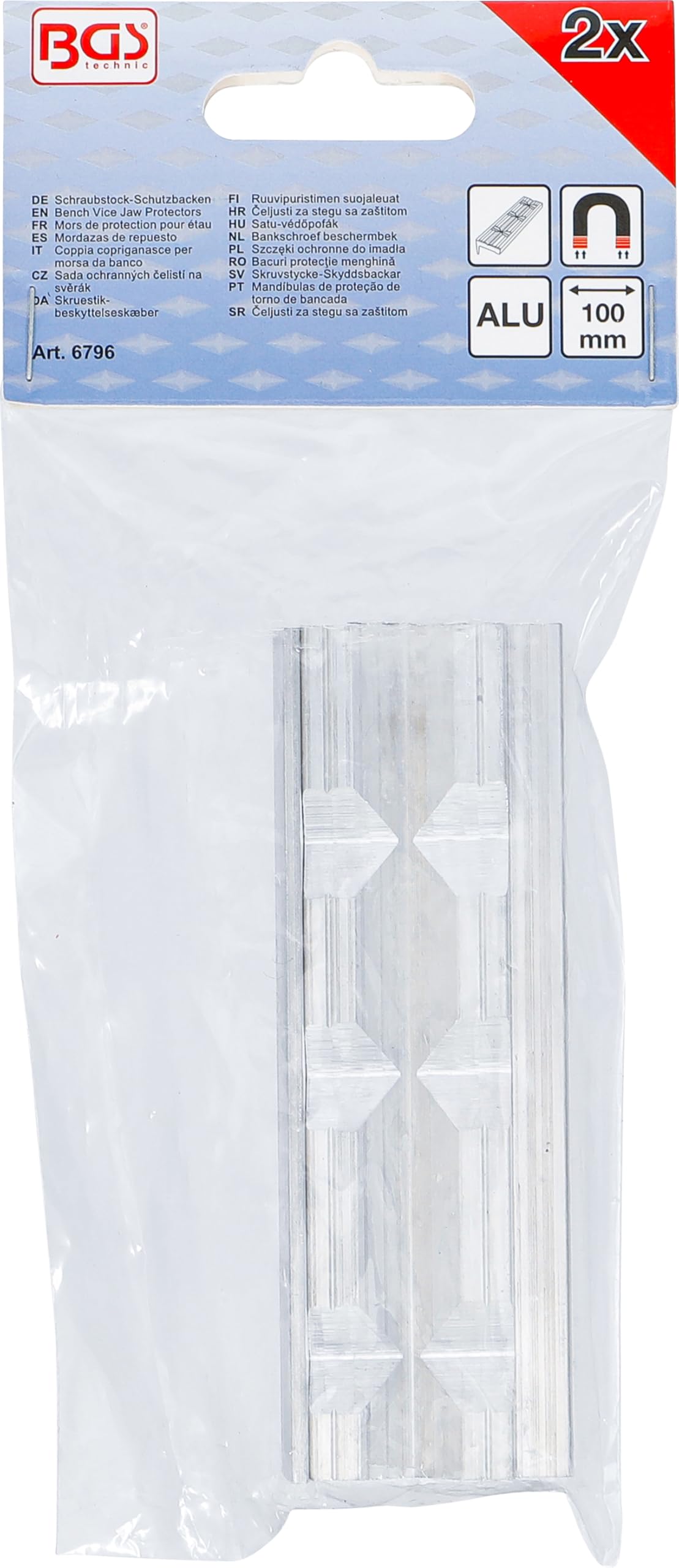 BGS 6796 Coppia copriganasce per morsa da banco alluminio larghezza 100 mm 2 pz.