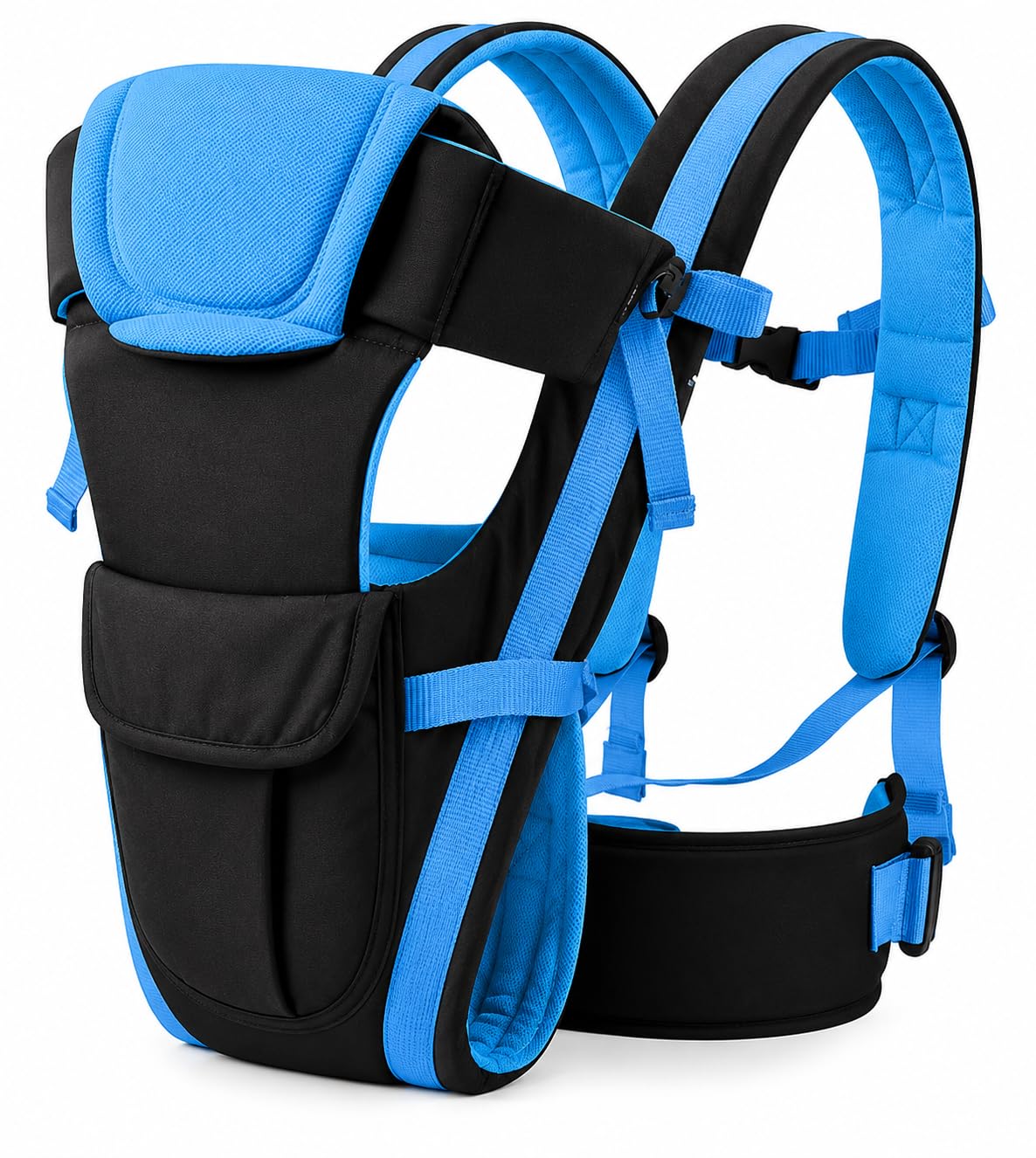 4-in-1 Adjustable Baby Carrier Cum Kangaroo Bag | Multiple Carry Positions: Front, Back, Hip - Comfortable & Adjustable with Safety Belt and Buckle Straps (Blue-Black)-image-34