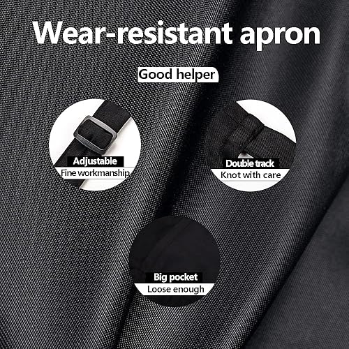 Miniatura 3 de URED Delantal ajustable para mujer con bolsillos delantal de chef negro grueso delantal largo de cocina para hombre