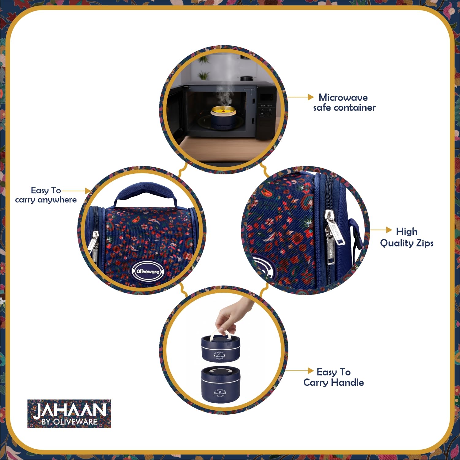 Oliveware Jahaan Lunch Box - Indian Heritage Design -3
