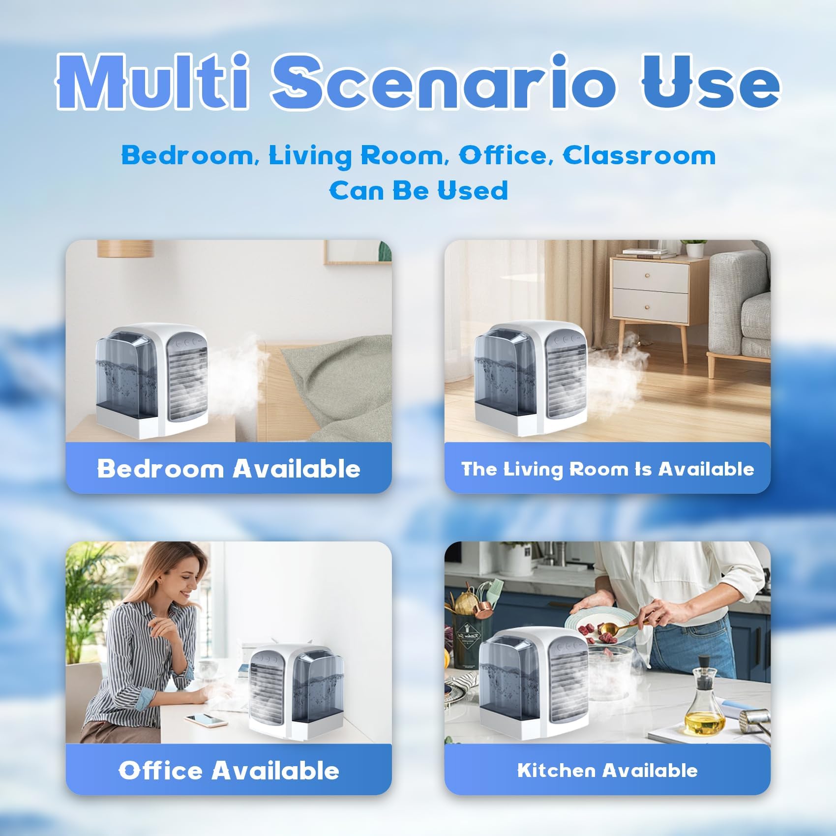 Breeze Box Klimaanlage, 2025 Breeze Box Ac, Breezebox Ventilator, Klimaanlage Kühlventilator für Zuhause, Büro, 3 Geschwindigkeiten, 380 ml Wassertank C