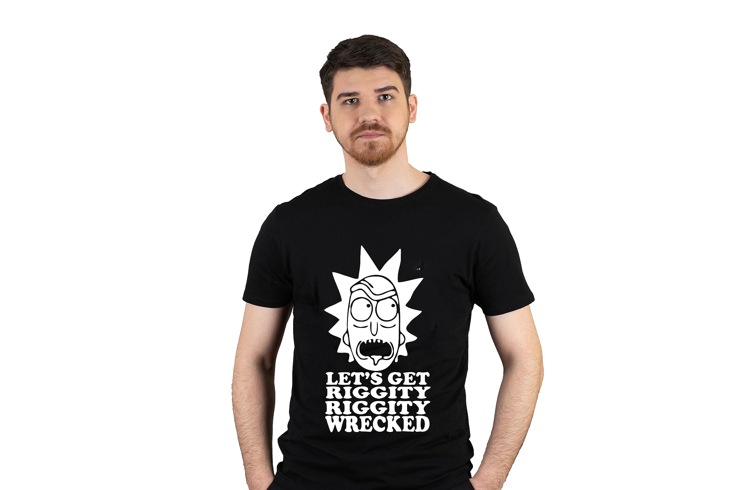 R & M Fan - Lets Get Riggity Wrecked Cotton Tshirt for Men (Black)