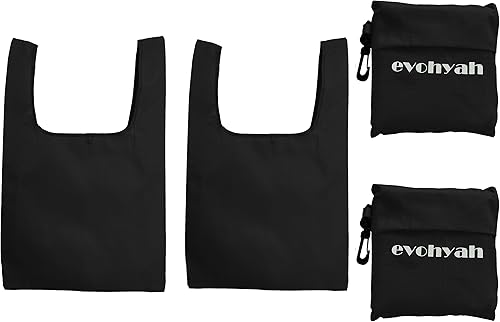 Bolsas de compras Evohyah reutilizables para comestibles, Negro -