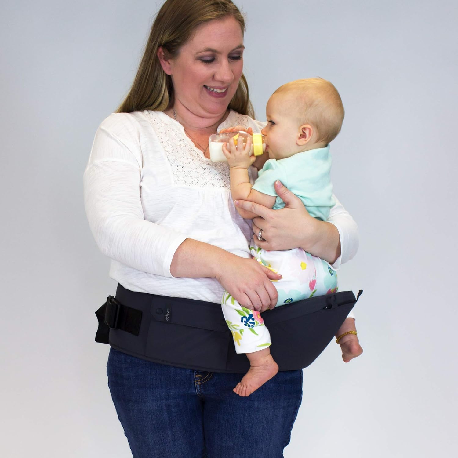 ÉCLEVE Pulse Ultimate Comfort Hip Seat Baby Carrier – Award-Winning 9 Position Front & Back Carry – US Safety Certified Up to 45 lbs (Charcoal Grey)