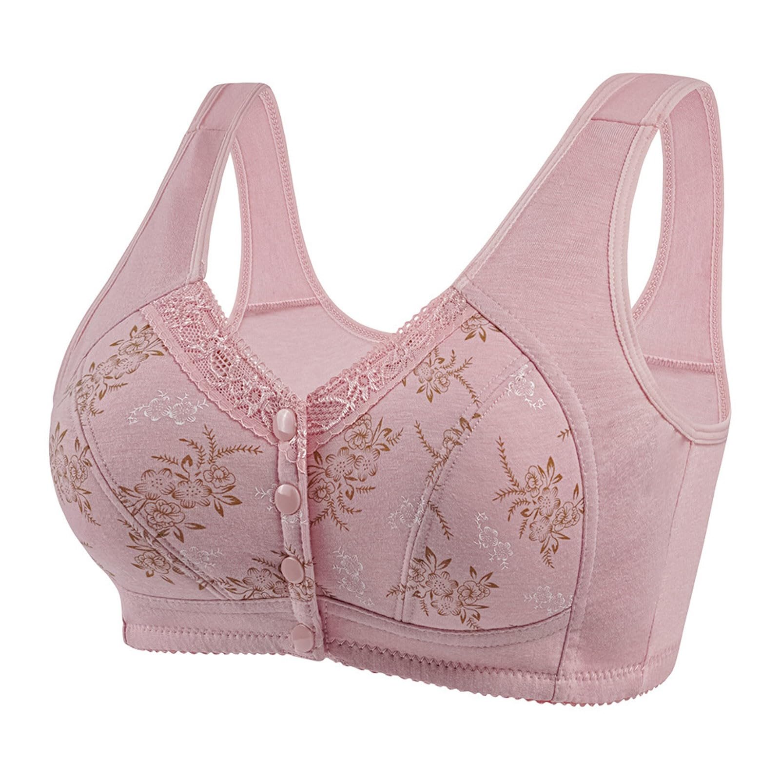 Floral Bras for Older Women Comfy Convenient Front Closure Bras Full Support No Underwire Bras 2024 Support Bras