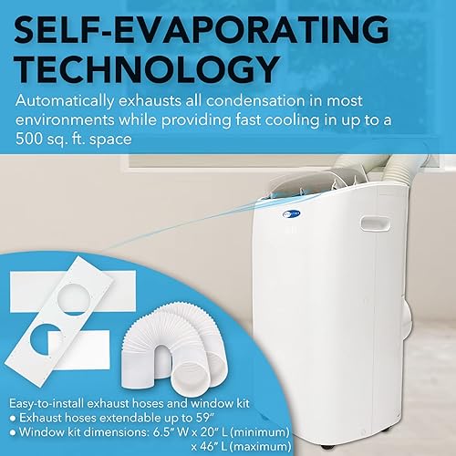 Miniatura 7 de Whynter ARC-147WF 14,000 BTU (10,000 BTU SACC) aire acondicionado portátil de refrigeración de doble manguera, deshumidificador y ventilador con