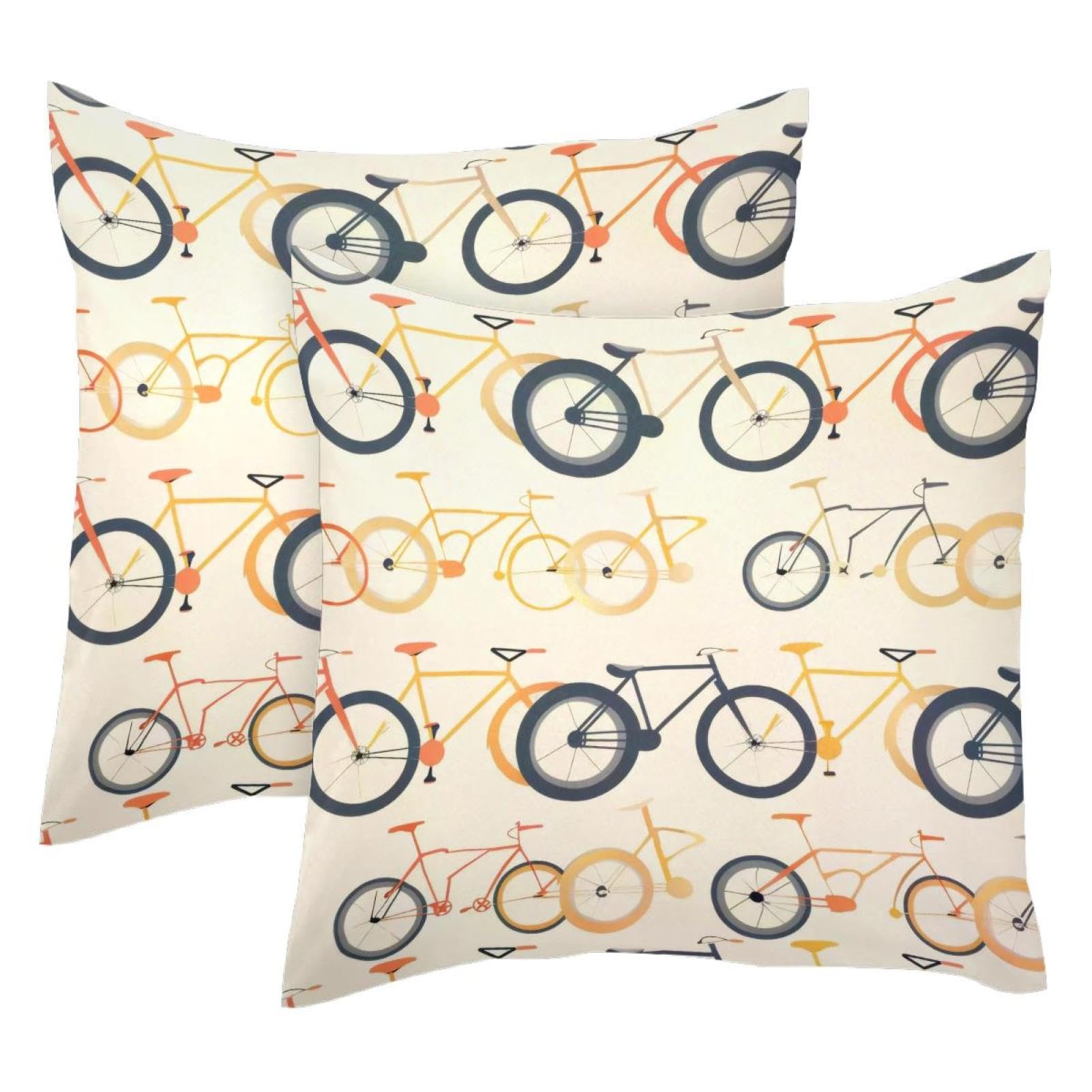 Housse de coussin 50x50 velours doux Rows of Bikes lot de 2 déco salon
