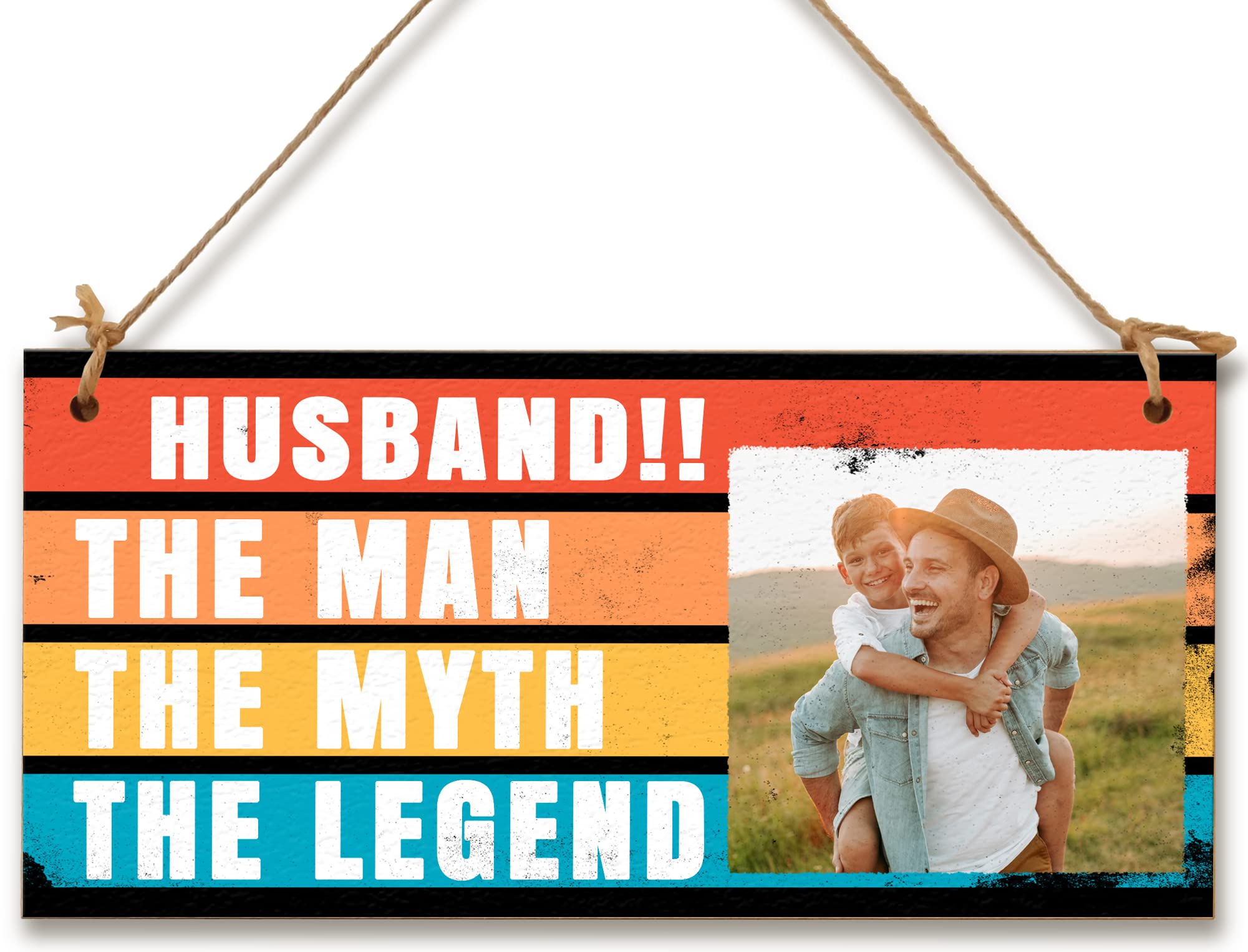 The Plum Penguin Multicolour Personalised Wooden Plaque With Photo Husband The Myth The Legend Gift For Daddy Grandad Door Sign Hanging Man Cave Shed