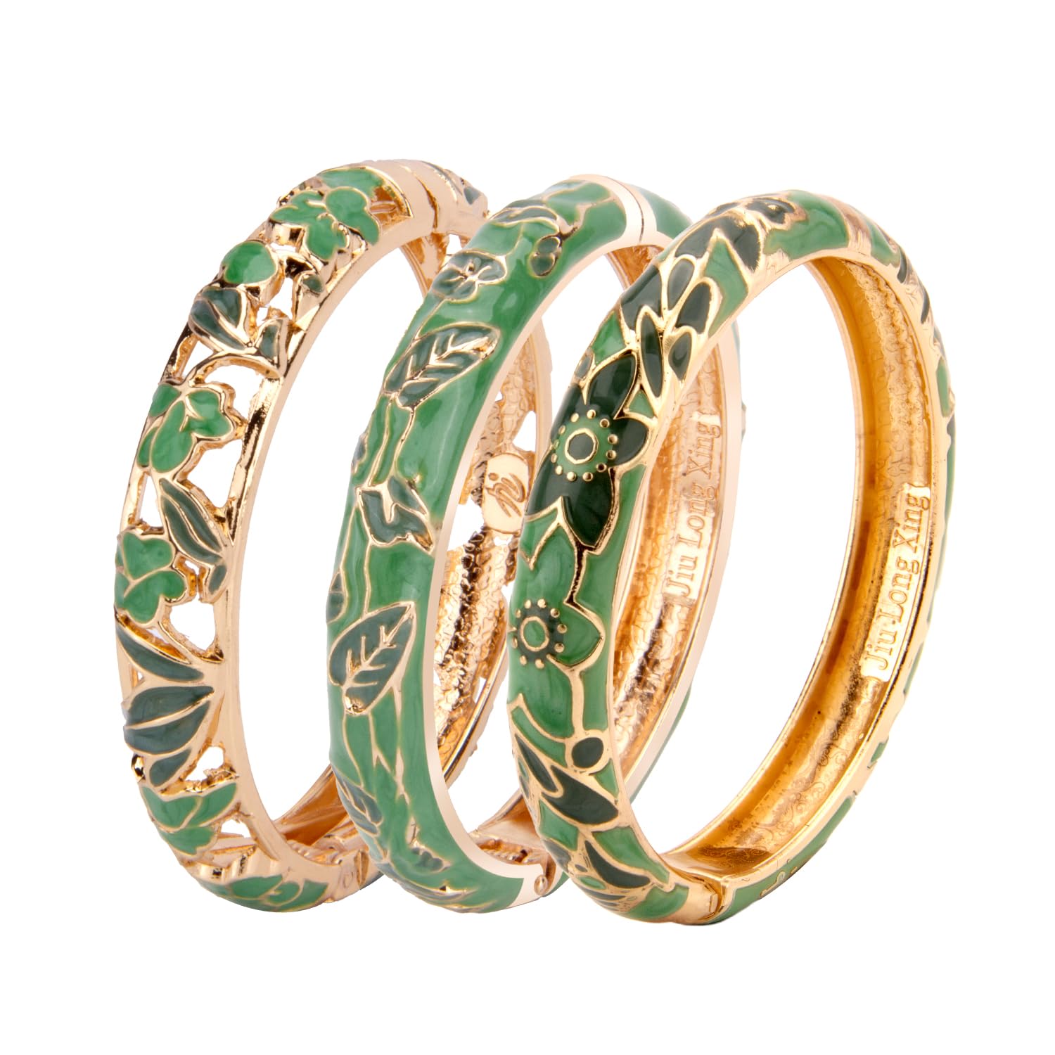 UJOY Womens Multi-Colors Cloisonne Bracelet Gold Plated Flower Hollowed Enameled Hinged Cuff Bangles Jewelry Gift 88A10