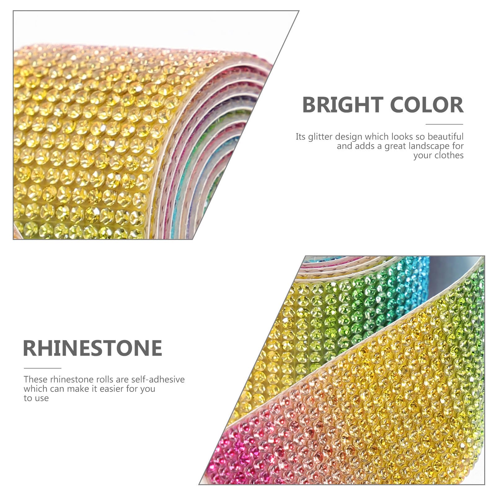 Operitacx 12rollen Selbstklebende Kristall-strassbänder Funkelnde Rhinestone-tapes Regenbogenfarben Für Diy-dekorationen Hochzeiten Kostüme Handwerk Und