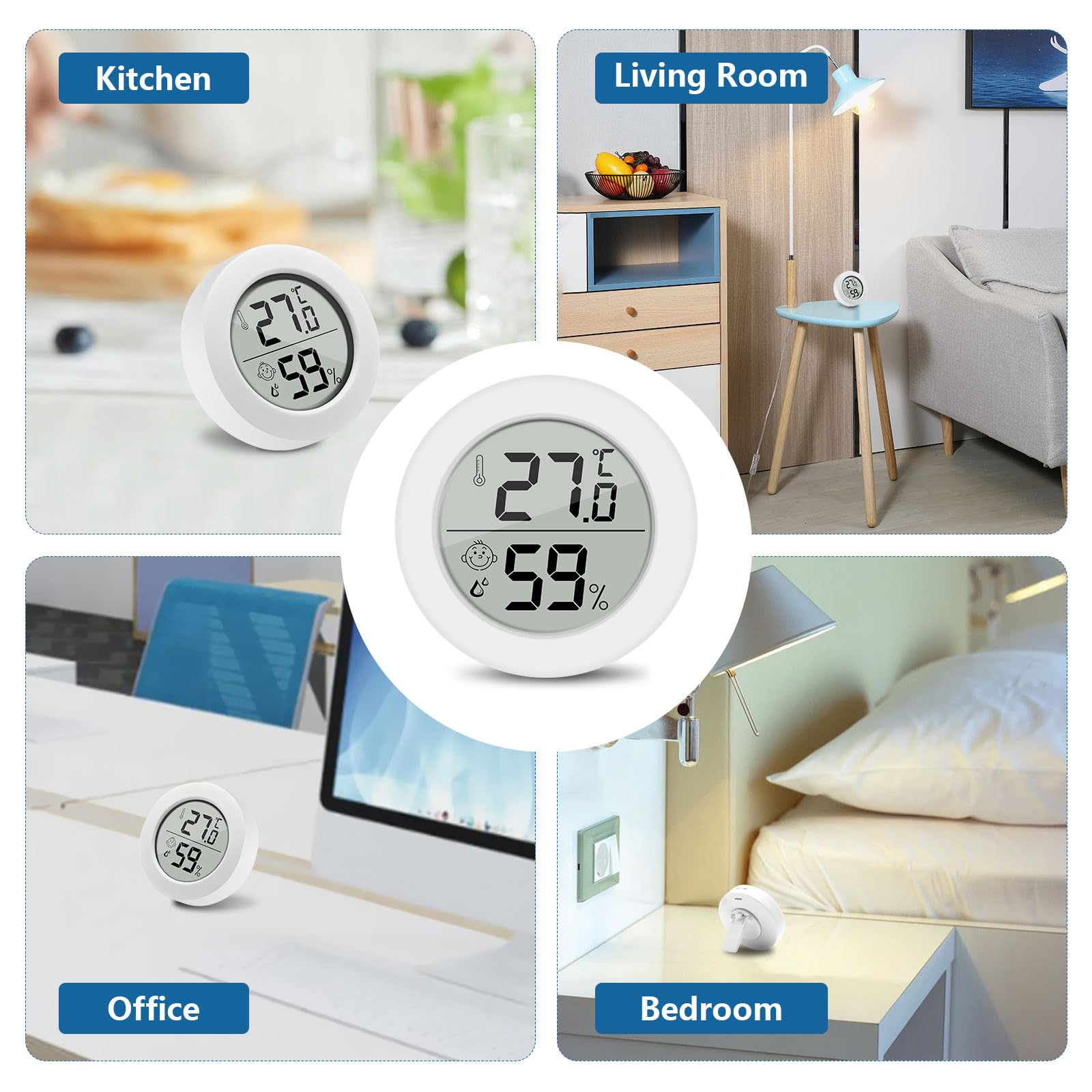 2 Thermomètres Hygromètres Intérieur LCD - Précision ±1°C Pour Chambre, Cave Ou Bureau