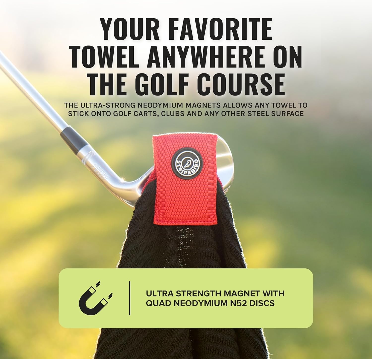 Stripebird - Magnetic Clip for Any Towel (Red) - Highest Strength Magnet for Magnetic Golf Towel - Removable from Towels - Magnet Golf Towel - Magnetic Golf Towels for Men - Image 2