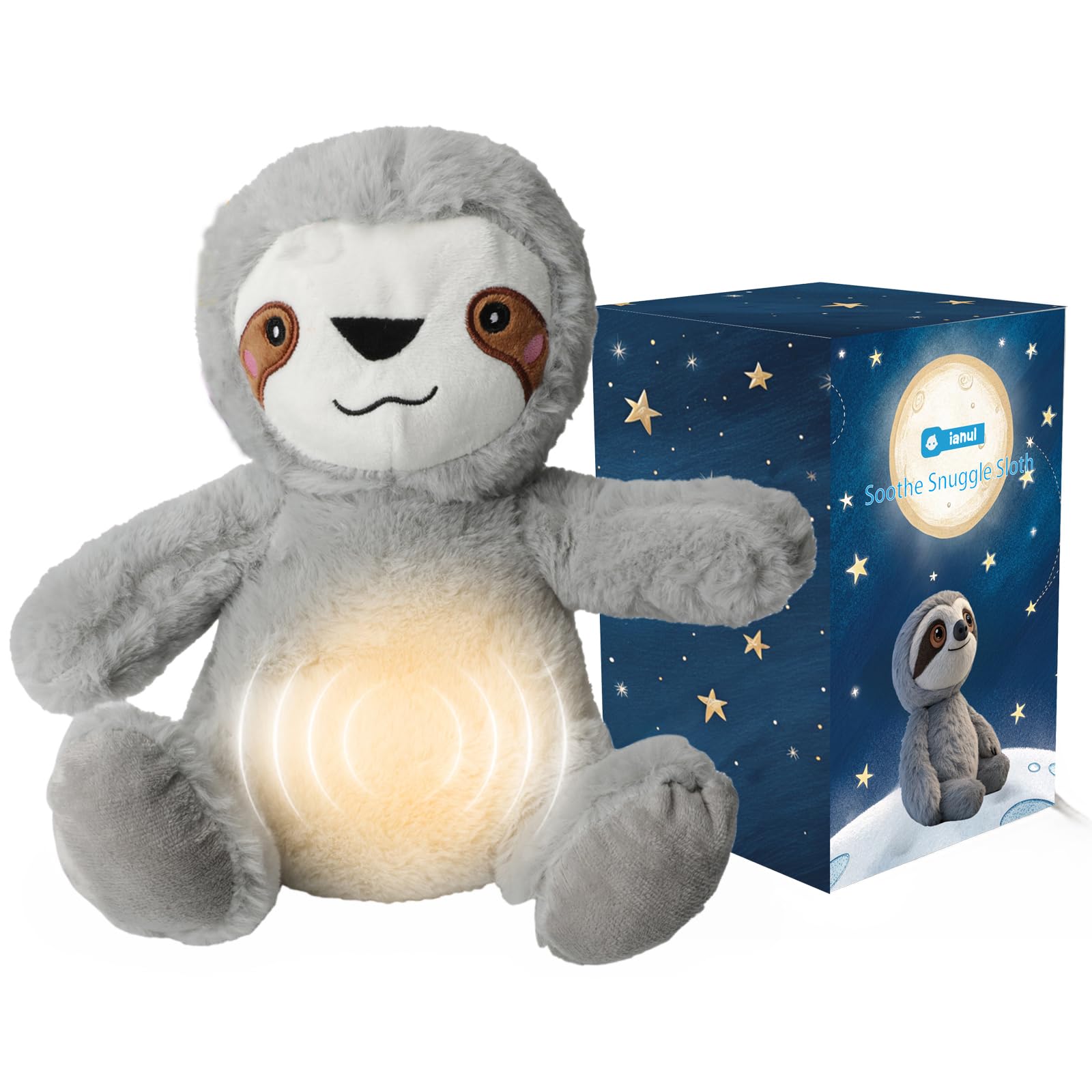 Breathing Stuffed Animal,Soothing Stuffed Animal for Anxiety Relief with Realistic Breathing Motion, Calming Music, Gentle Lights,Machine Washable,Ideal for Baby Adult and Relaxation (Sloth)