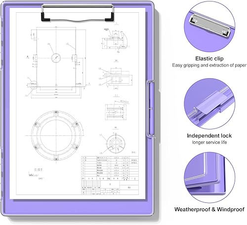 Miniatura 9 de Hongri Portapapeles de 8.5 x 11 pulgadas con almacenamiento, carpeta de enfermería, apertura lateral, portapapeles resistente con caja de