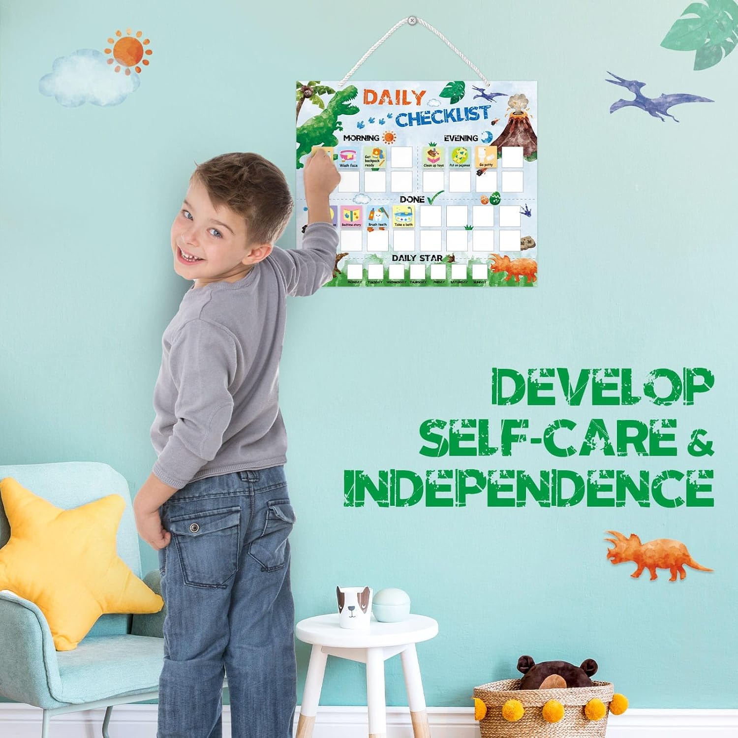 WERNNSAI Dinosaur Routine Chart for Kids - Daily New Caledonia | Ubuy