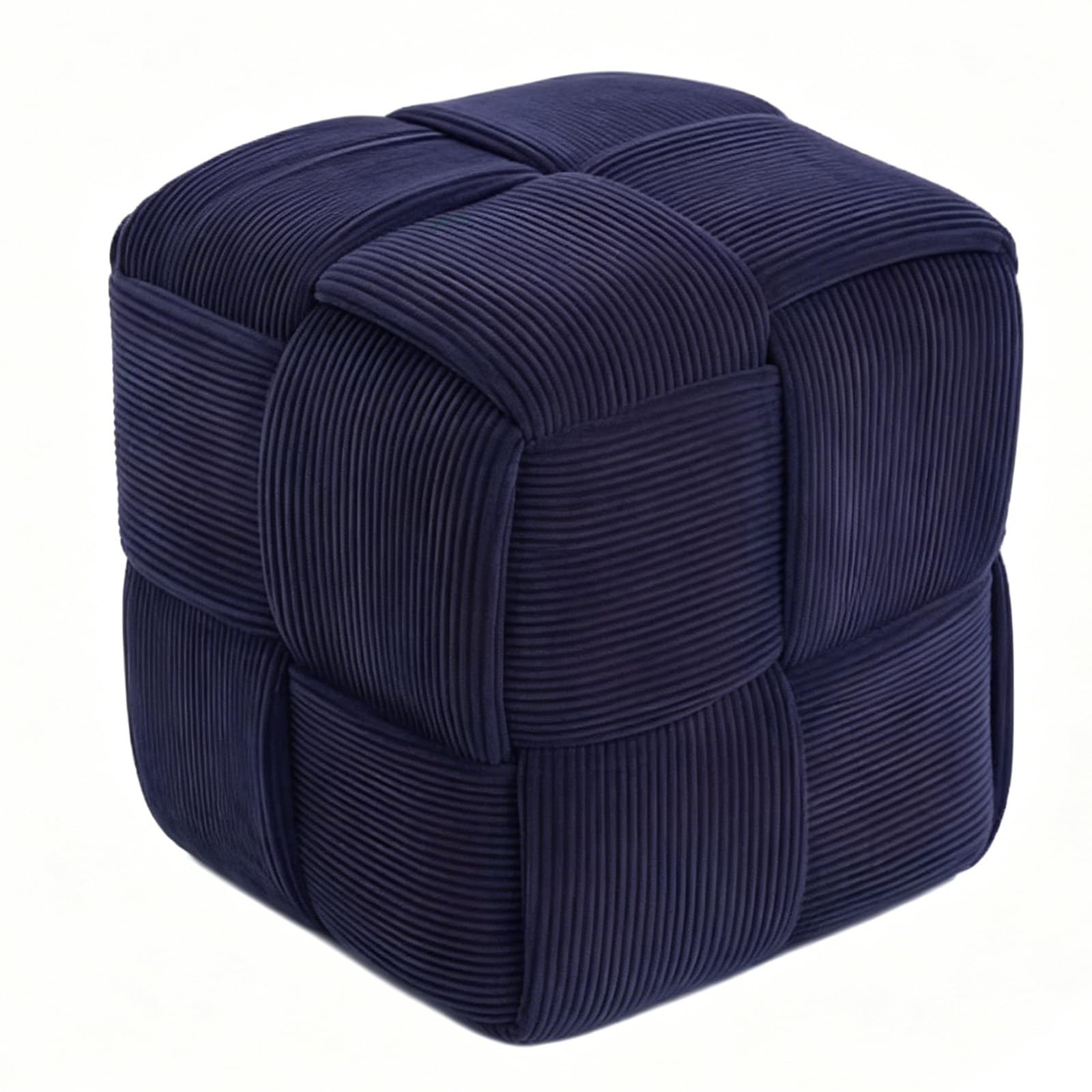 Minifactory Square Footstool Ottoman Stool, Corduroy Upholstered Small Stool for Living Room Bedroom Dormitory, Soft Sofa Foot Rest, Shoe Changing Stool (Blue)