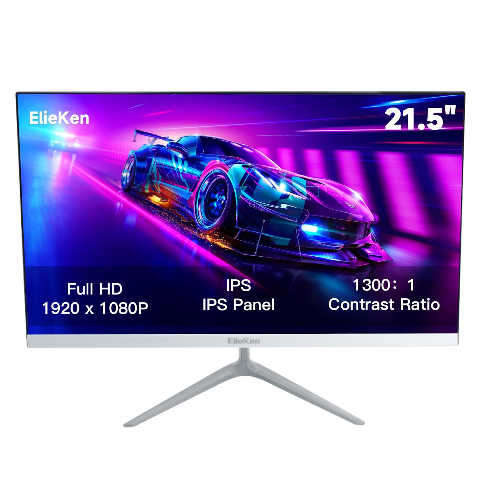 ElieKen 21.5 Inch Ips Display Monitor,Full Hd,Ultra Thin Computer Screen Flat Panel With VGA And HDMI Port,White,MBFZ-2145