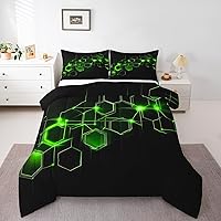 Vista 39 de Juego de ropa de cama de círculos geométricos, juego de edredón moderno retro con ojales para niños, niñas y adolescentes, decoración de rayas Gris