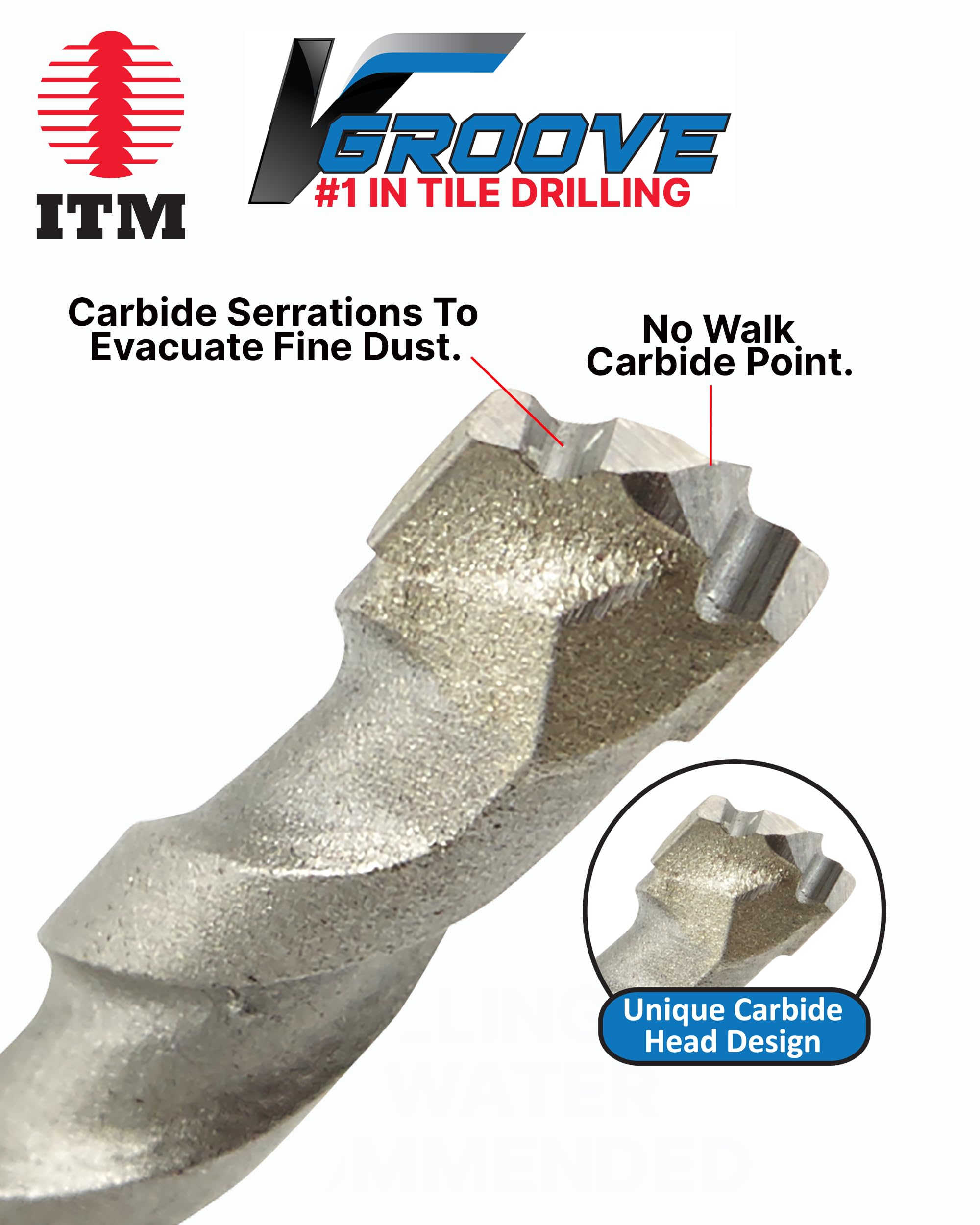 ITM V-Groove Tile Drill Bits - 25 Pack -4 ITM V-Groove Tile Drill Bits - 25 Pack -4
