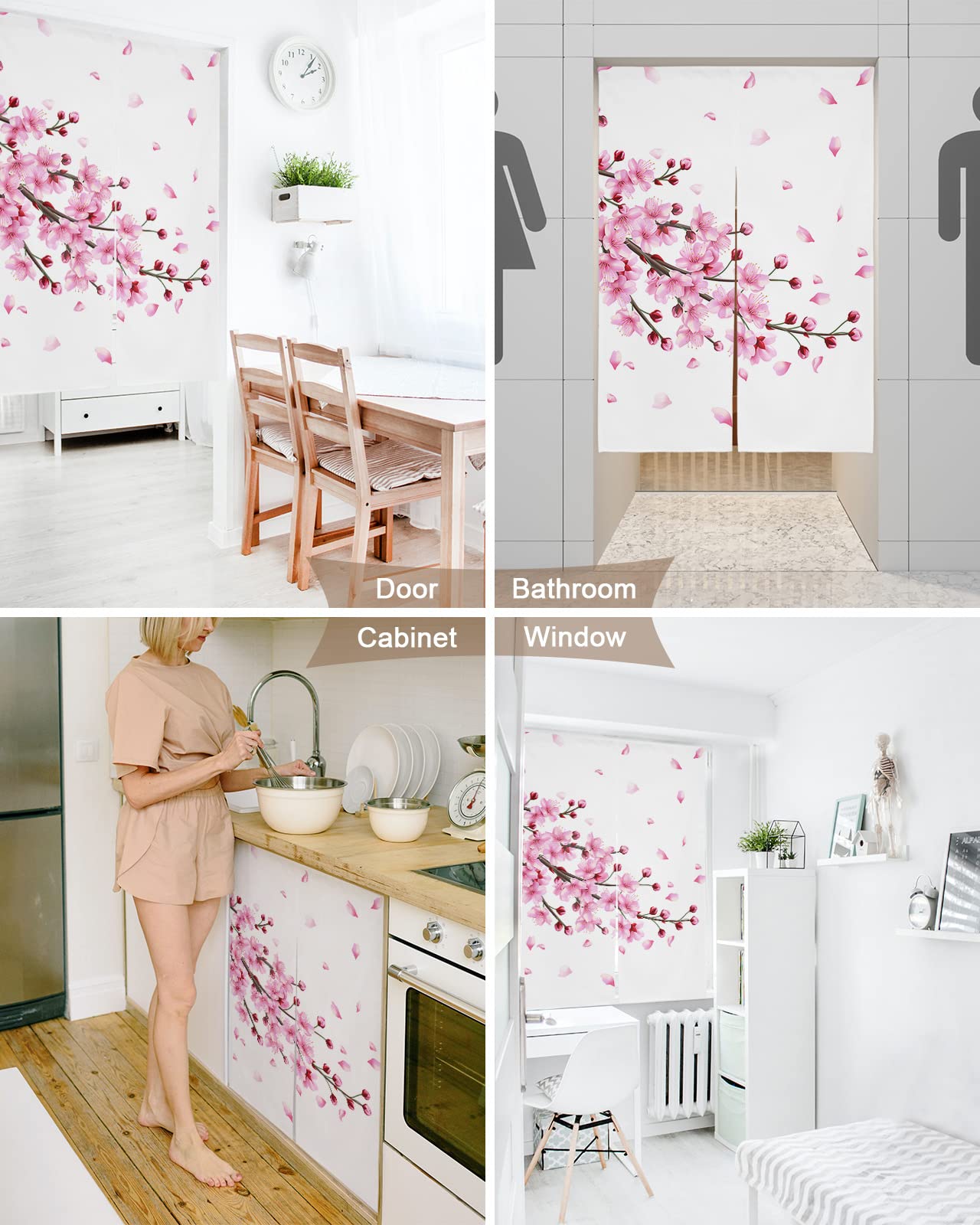 Amazon｜のれん 遮光 間仕切り おしゃれ 目隠し 美しい桜 花柄 ピンク