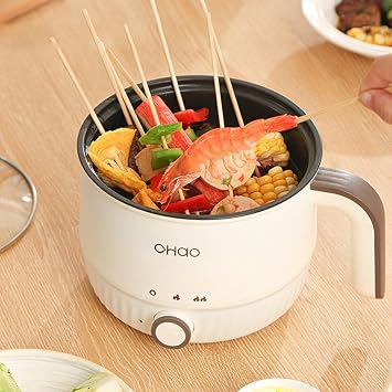Toysmith Electric Hot Pot Lazy Pot 1.8L with Handle Mini Ramen Cooker Multipurpose Stew Home Dorm Office Soup Oatmeal Porridge, No Steamer