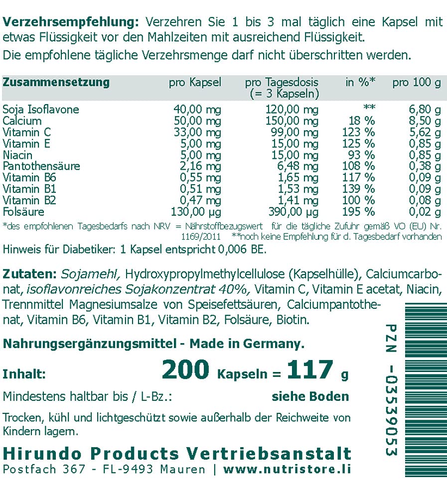 Soja Isoflavone 40 mg vegane Kapseln 200 Stk.