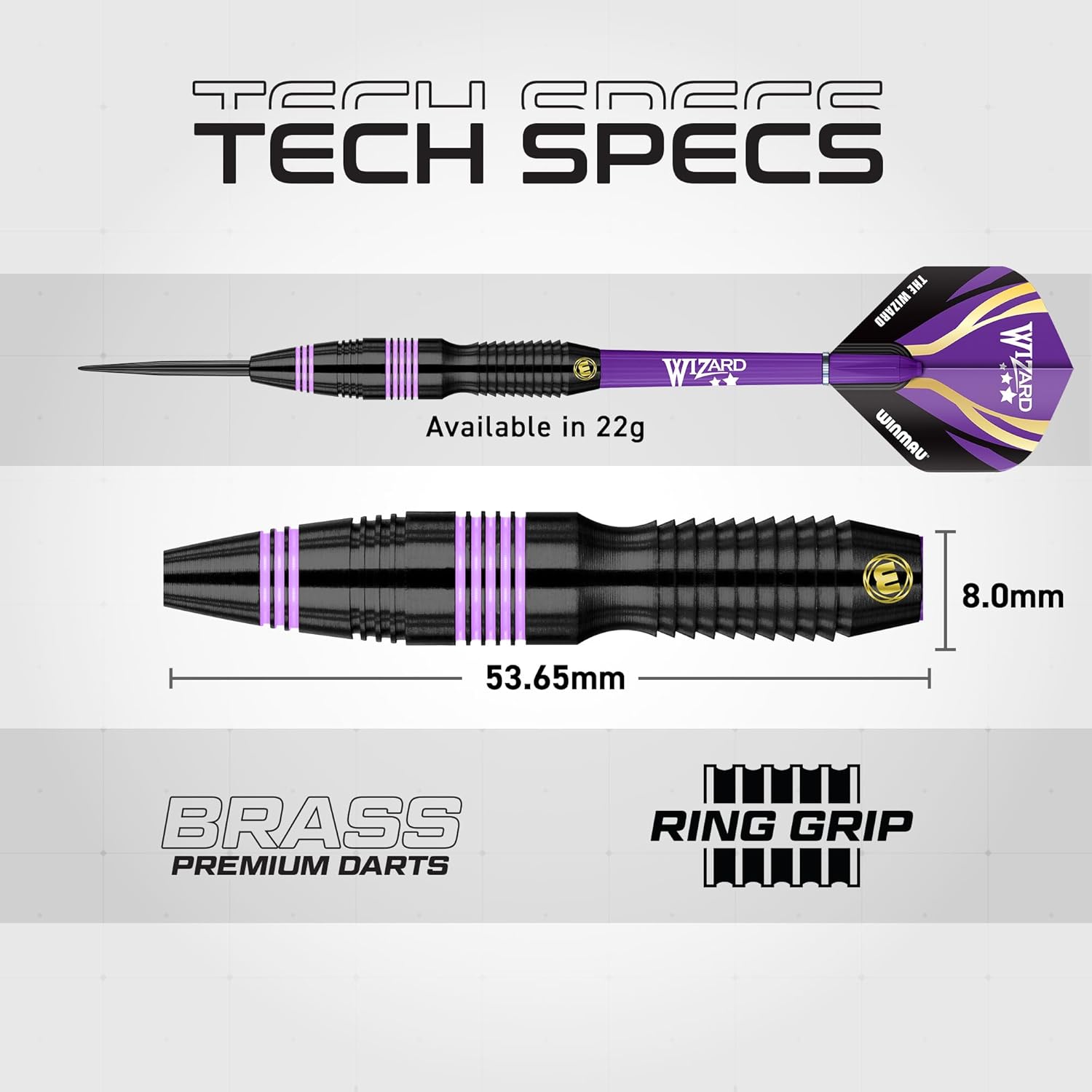 Winmau Darts Michael 'MvG' Van Gerwen Vs Simon 'The Wizard' Whitlock | Twin Set | 22g Steeltip Brass Darts Set with Flights and Shafts (Stems)