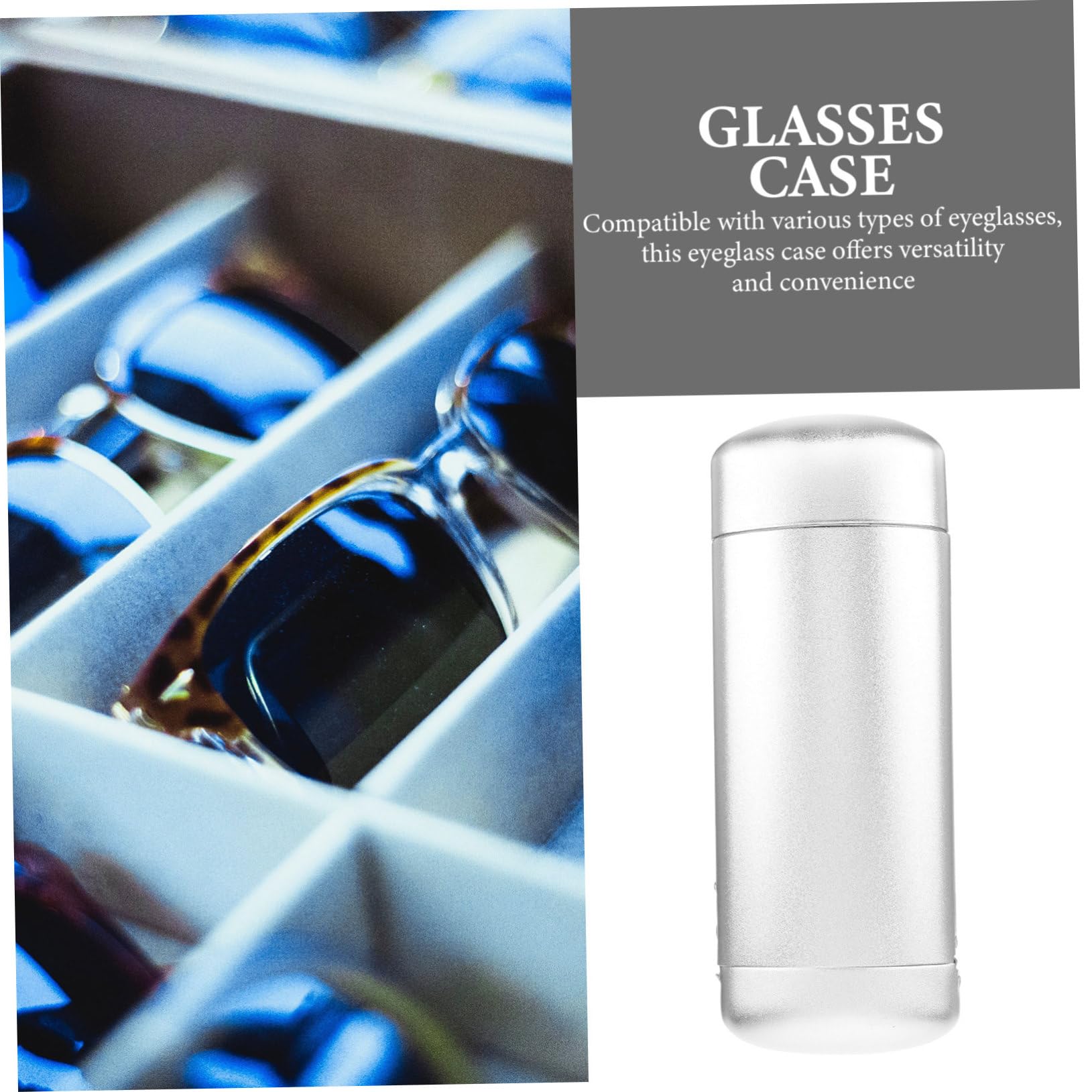 minkissy custodia per occhiali in alluminio porta occhiali pieghevole viaggio custodia per occhiali da sole custodia protettiva degli occhiali concisi Lega di alluminio Argento