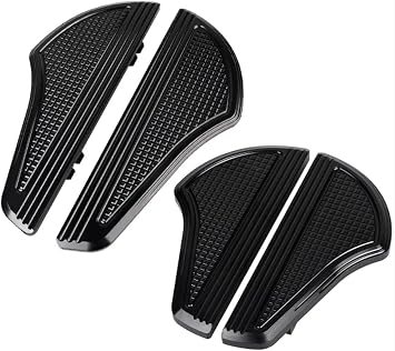 Motorcycle Driver Passenger Floorboards Front and Rear Footboards Set Fit for Harley Touring Electra Glide Road Glide Road King Street Glide 1993-2023 2 Pairs Black