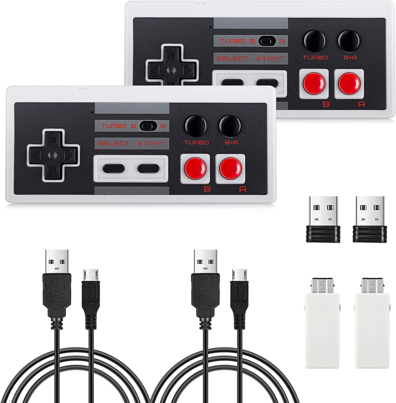 2 Packs Rechargeable NES Wireless Controller, AGPTEK NES Classic Controller Wireless for Nintendo Classic Mini Edition and PC,No-Wired Gamepad Joypad Support Windows/Mac OS/Linux
