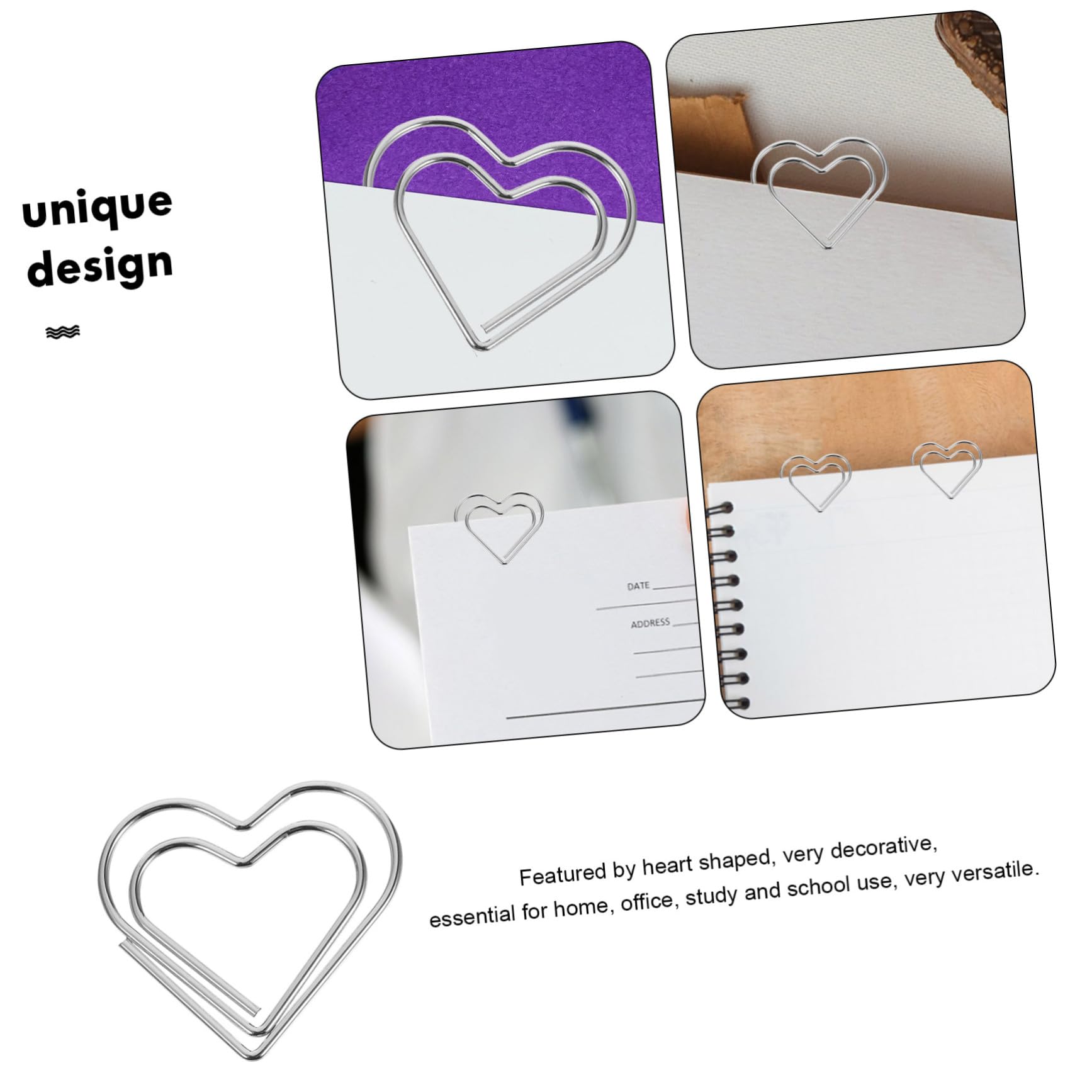 DOITOOL 4 Sätze Herzförmige Büroklammern Dekorative Büroklammern Aus Metall Für Dokumente Notizen Fotos Kreative Lesezeichen Für Büro Und Schule Delicate Paper Clips 100 Stück * 4