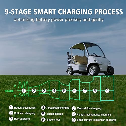 Miniatura 5 de Cargador de carrito de golf de 36 voltios Cargador de batería de coche de 18 amperios, cargador de goteo de 48 V para litio, LiFePO4, plomo-ácido