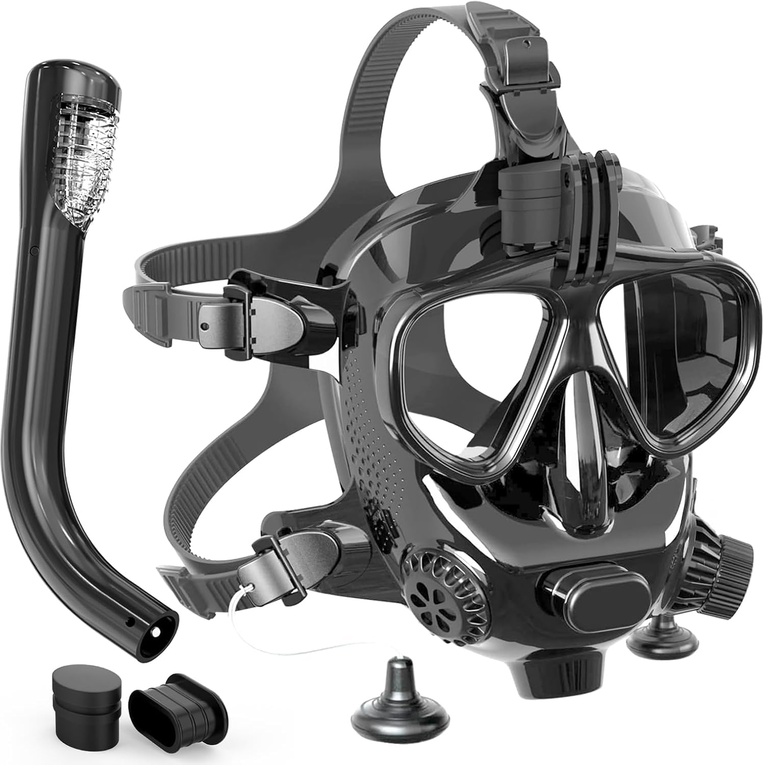 Full Face Snorkeling Mask Adult Diving Mask 180° Panoramic View with Camera Mount,Equipped with The Latest Dry-top System Smooth Breathing,Anti-Fog,